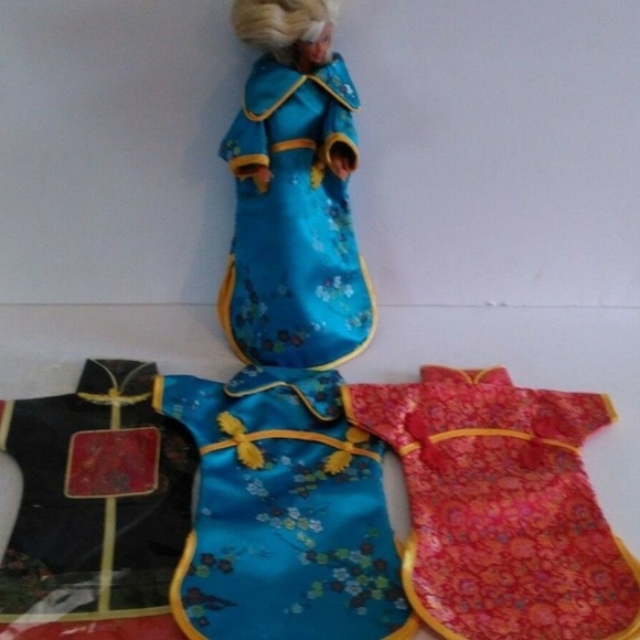 NEW Bundle of 4 Asian Chinese Style Doll Dresses - Picture 2 of 7